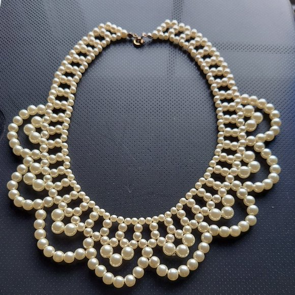 VINTAGE FAUX PEARL CHOKER NECKLACE - Picture 8 of 9